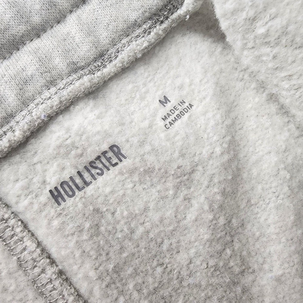 Hollister Gray USA Flag Patch Fleece Wide Leg Sweatpants Loungewear Womens M - Picture 7 of 7